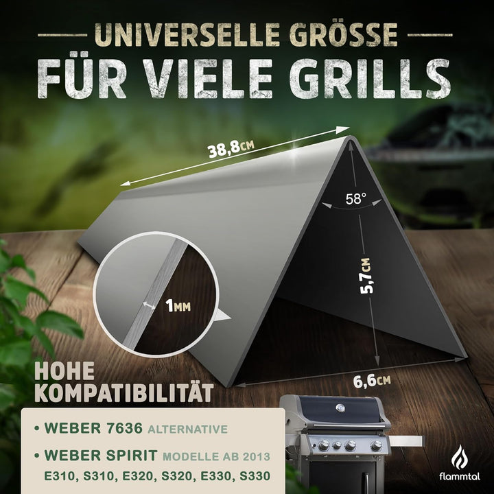 flammtal [Das Original - Aromaschienen FLAVE [5 Stück] - Für Weber Spirit 310/320/330 - Hochwertige