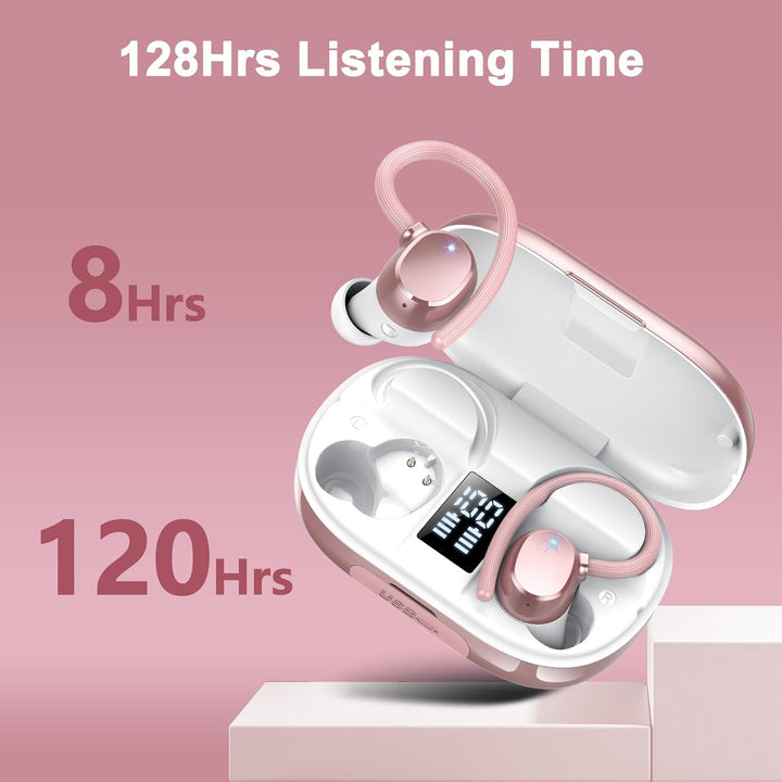 Bluetooth Kopfhörer Sport, Kopfhörer Kabellos Bluetooth 5.3, Neue 128Std Kabellose Kopfhörer mit Tie