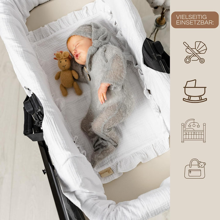 Thermikoa Spucktuch Baby Musselin – 50x30 cm Mulltuch für Kinderwagen – 3-lagige Baumwolle &amp; Frottee