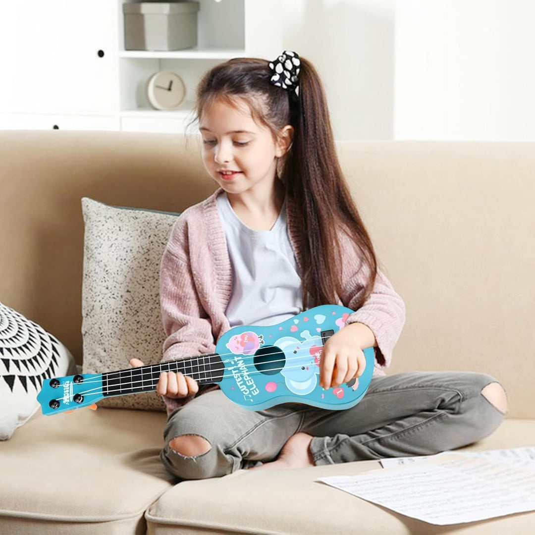 42cm Kindergitarre Mit 4 verstellbaren Saiten Ukulele Gitarre Spielzeug für Kleinkinder Anfänger Jun