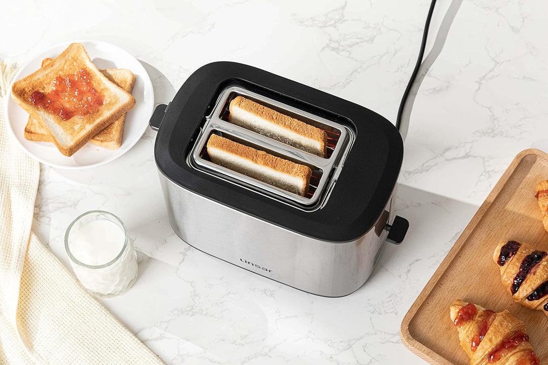 Toaster - Zwei-Scheiben-Toaster - Mit Touchdisplay, 6 Bräunungsstufen, Herausnehmbarer Krümelschubla