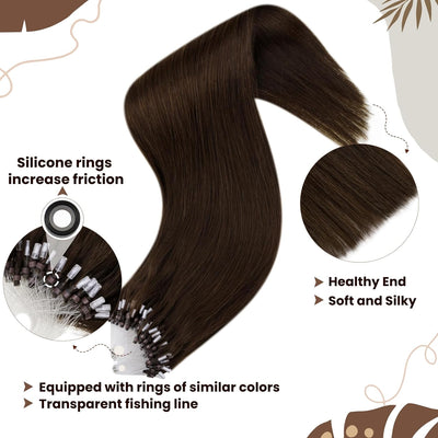 Hetto Extensions Microring Echthaar Dunkelbraun Microring Echthaar Extensions Remy Microring Echthaa