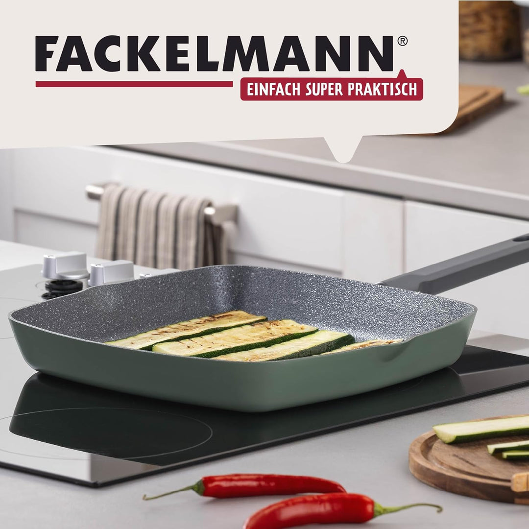 Fackelmann Balance Keramik-Grillpfanne 28 x 28 cm – Recyceltes Aluminium, ergonomischer Griff, keram
