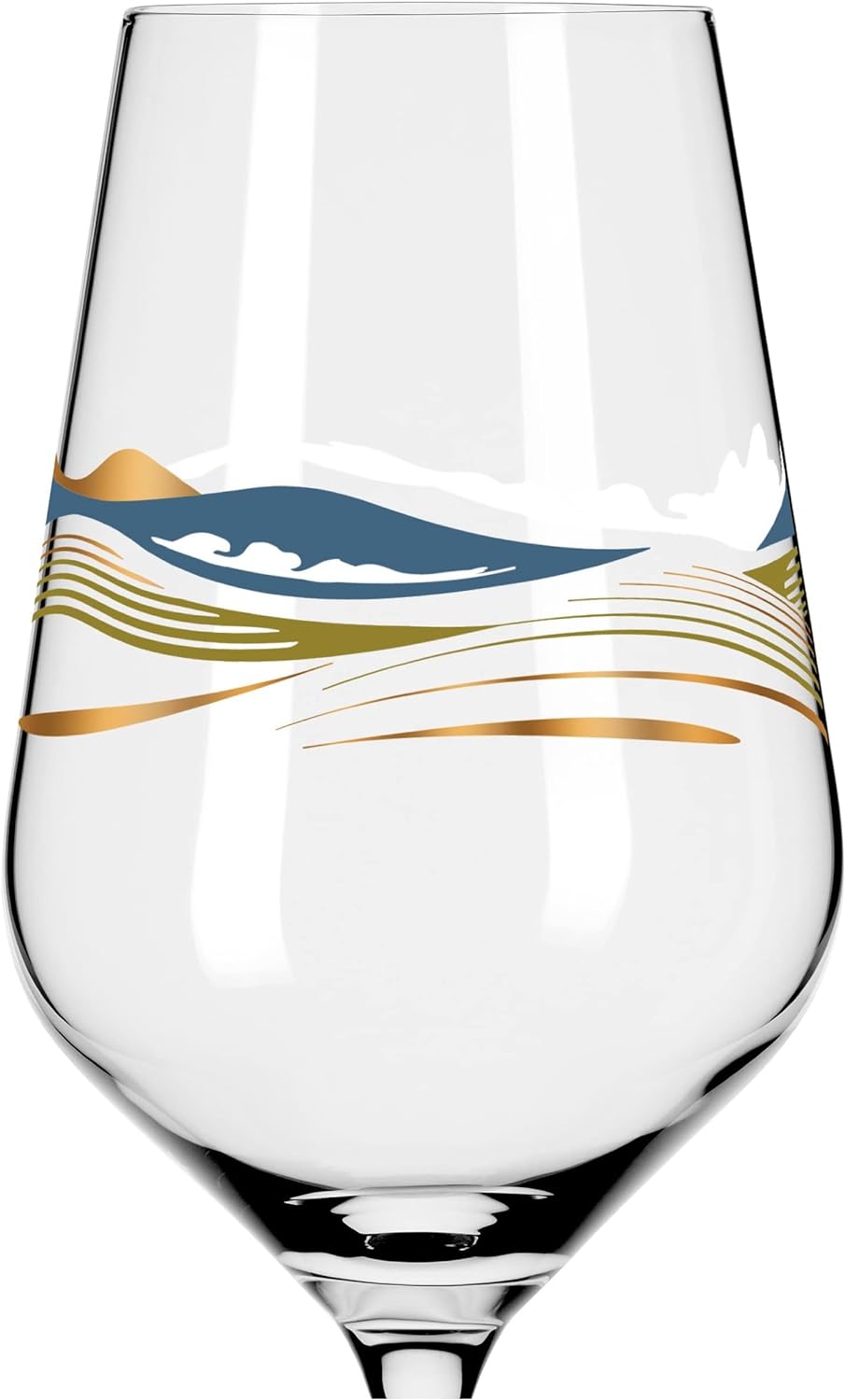 RITZENHOFF 3011007 Weissweinglas 300 ml - Serie Herzkristall Nr. 7 – mit Landschaftsmotiv in Roségol