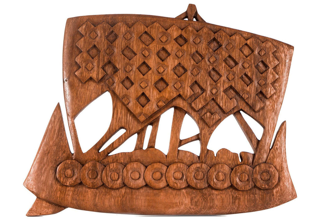 Windalf Handarbeit Wikingerboot NORTH 25 cm Vikings Wand Deko Wandrelief Holzdeko Nordmann Holz