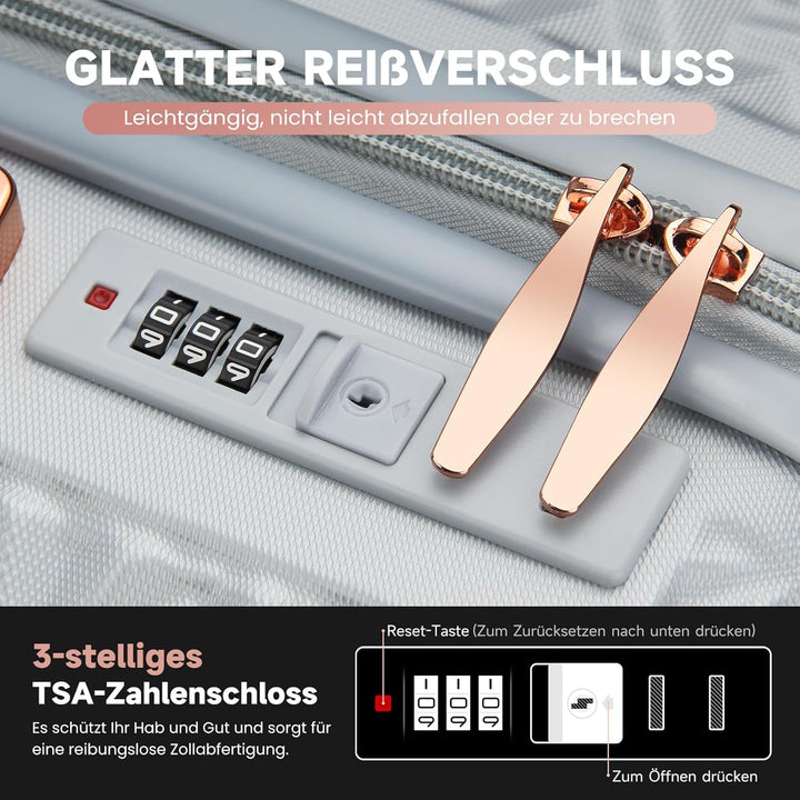 HOMELUX Kofferset 3 Teilig Hartschale Reisekoffer ABS Leicht Trolley Rollkoffer Hartschalenkoffer Se