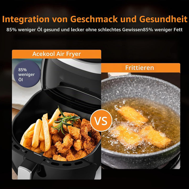 Heissluftfritteuse XXL, 8L Fassungsvermögen - 1800W Leistung - Ölfreies Frittieren mit 8 Programmen,