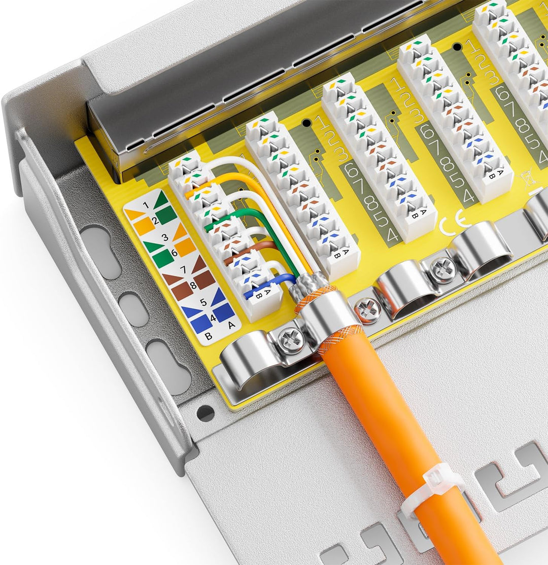 deleyCON CAT 6 Patchpanel Verteilerfeld 8 Port - Desktop & Wandmontage - Geschirmt - 8x RJ45 Buchse