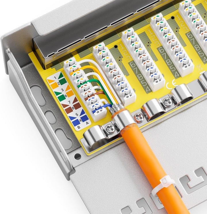 deleyCON CAT 6 Patchpanel Verteilerfeld 8 Port - Desktop & Wandmontage - Geschirmt - 8x RJ45 Buchse