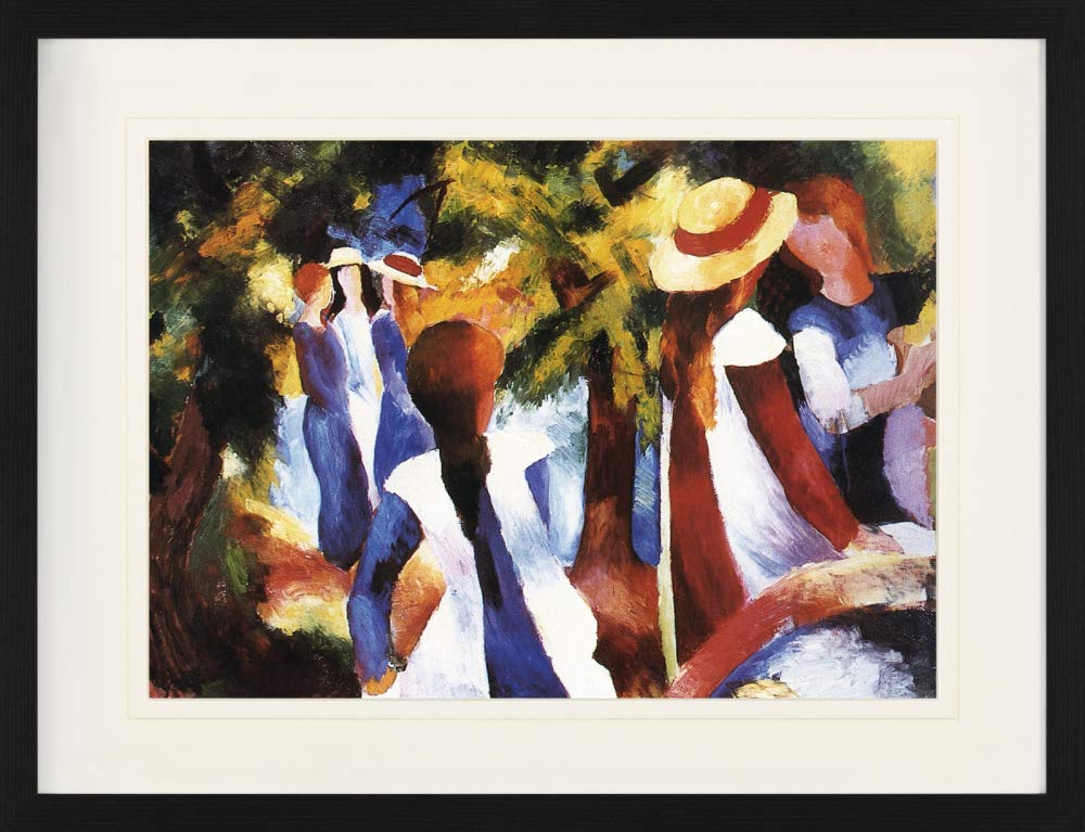 1art1 August Macke Poster Mädchen Unter Bäumen Gerahmtes Bild Mit Edlem Passepartout | Wand-Bilder |