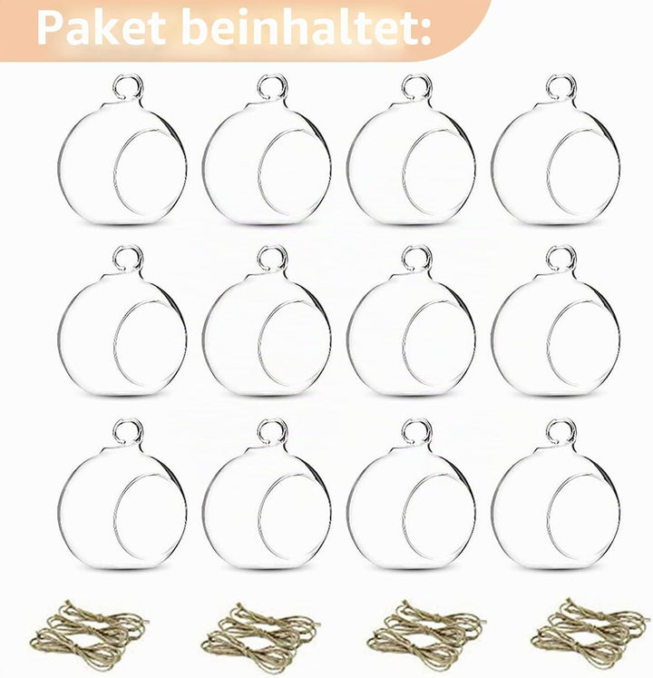 NUPTIO 12 Stücke 8cm Hängen Glaskugel Teelicht Kerzenhalter Hause Hochzeit Mittelstücke Decor Garten