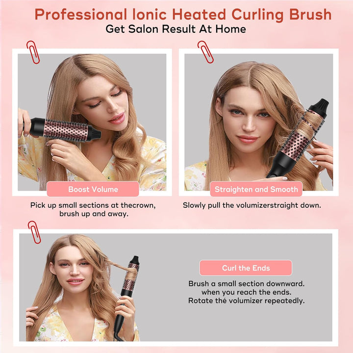 Thermal Brush 3 in 1, Thermobürste Wärmebürste 32mm, UKLISS Rundbürste 200℃, Lockenbürste Double Spa