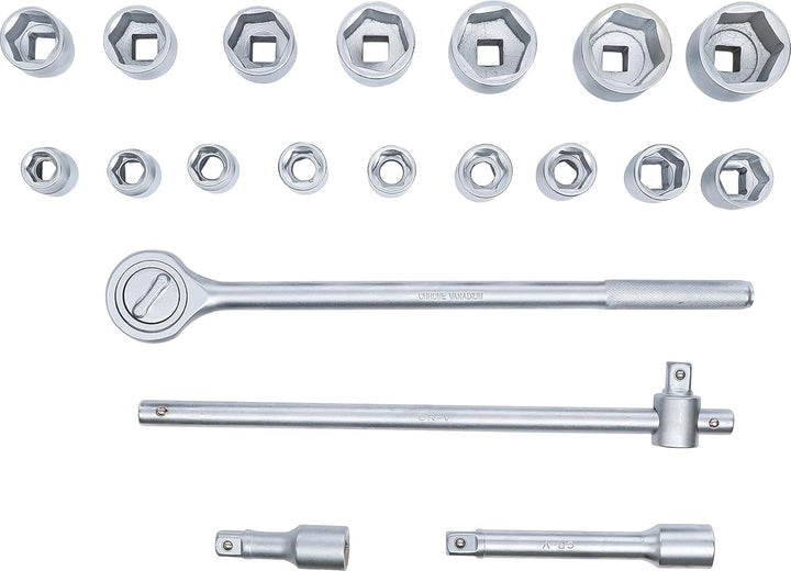 BGS Diy 1202 | Steckschlüssel-Satz | Antrieb 20 mm (3/4") | SW 19 - 50 mm | 20-tlg. 20-tlg. | 19 - 5