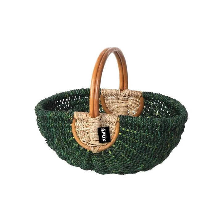 Henkelkorb oval Seegras grün natur geflochten Rattan Griff 38x26cm