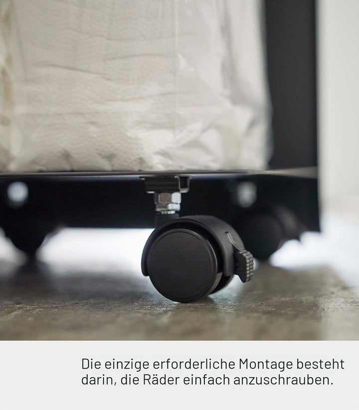 Yamazaki Rollen Toilettenpapierhalter mit Lenkrolle, Legierter Stahl, Schwarz, One Size One Size Sch
