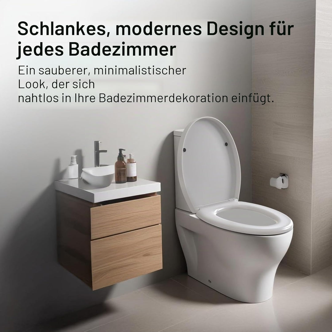 WC Sitz Absenkautomatik weiss oval Absenkautomatik Toilettensitz mit Schnellverschluss für einfache