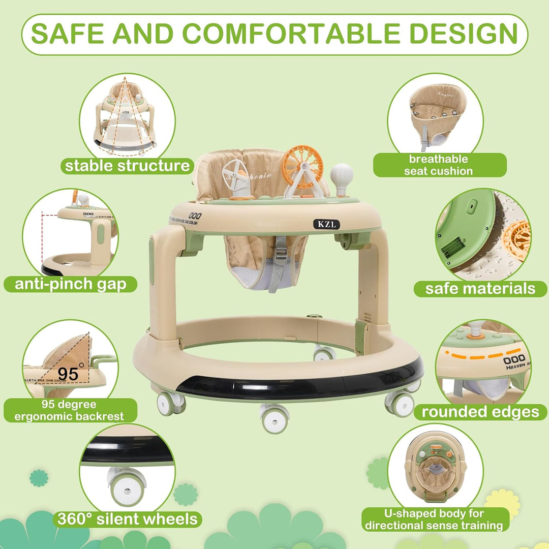 Baby Lauflernhilfe, 3 in1 Baby Walker Höhenverstellbar, Überrollsicherer Lauflernwagen mit Leisen 36