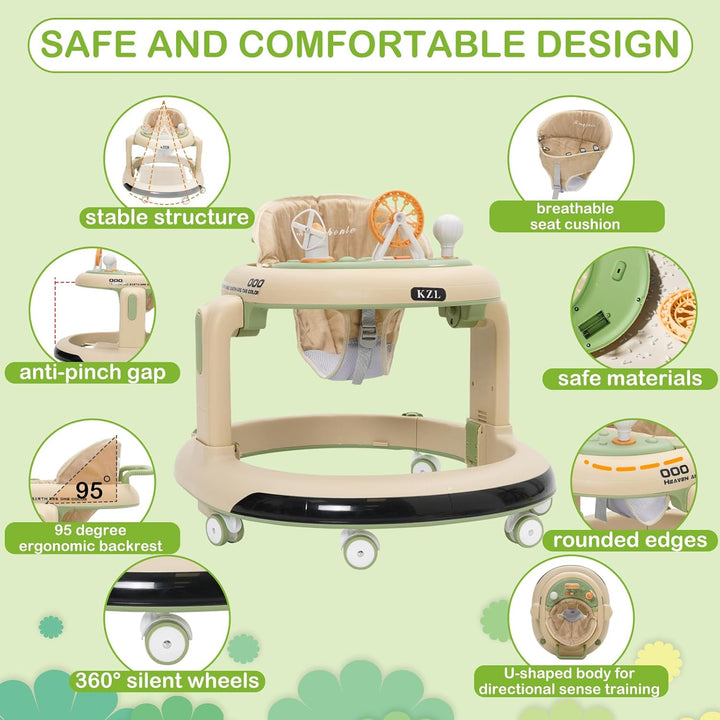 Baby Lauflernhilfe, 3 in1 Baby Walker Höhenverstellbar, Überrollsicherer Lauflernwagen mit Leisen 36