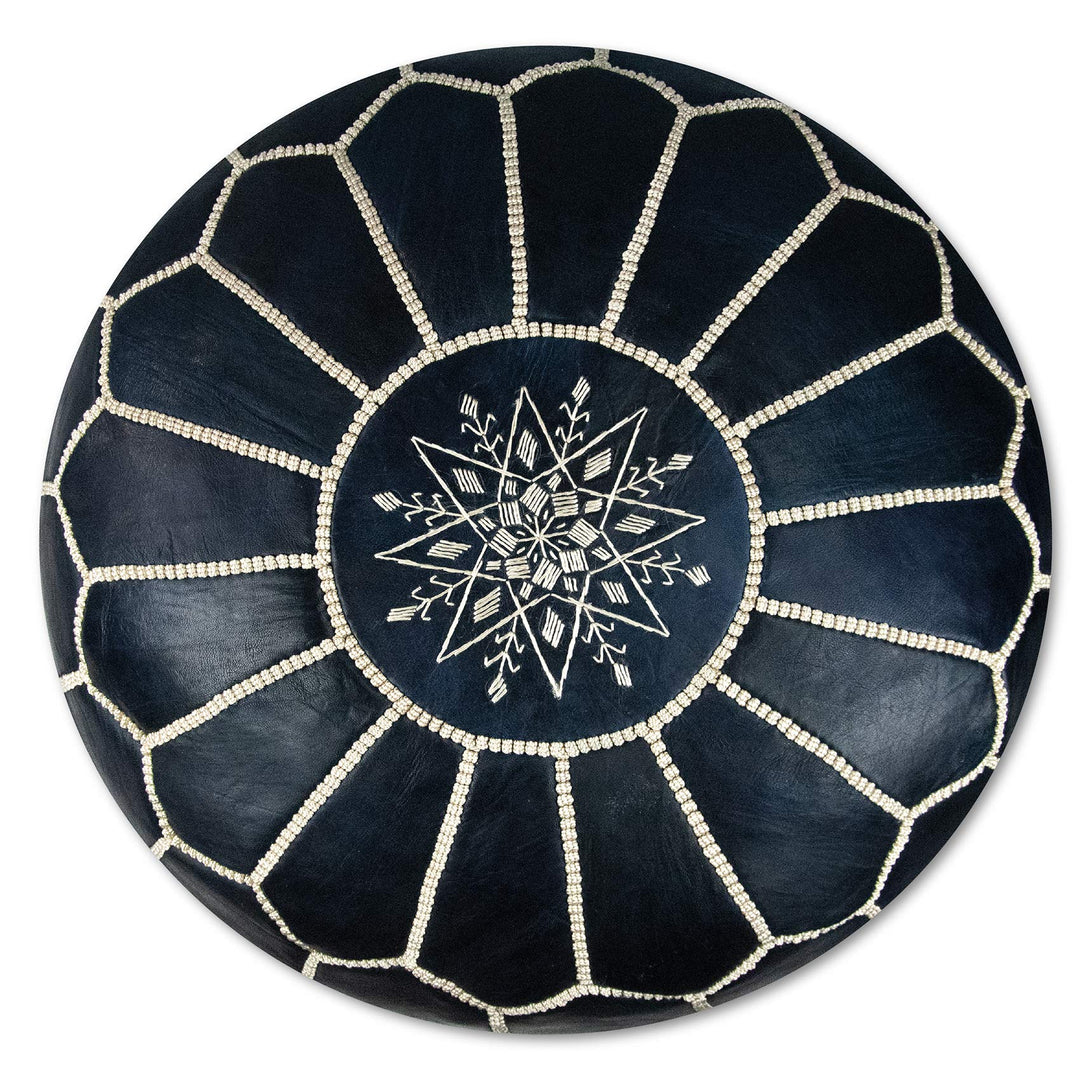 Poufs&Pillows Premium Echt Leder Pouf - Handgefertigt - gefüllt geliefert - Ottoman Sitzsack Fusshoc
