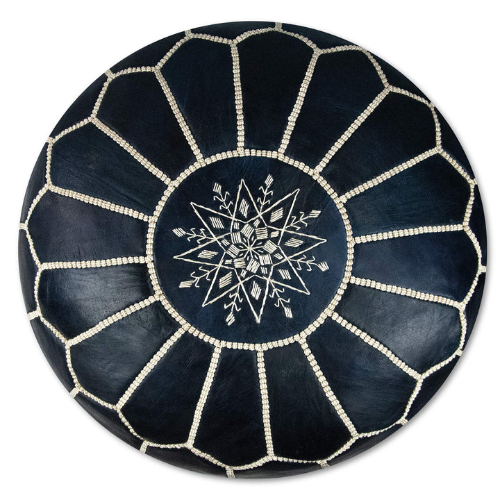 Poufs&Pillows Premium Echt Leder Pouf - Handgefertigt - gefüllt geliefert - Ottoman Sitzsack Fusshoc