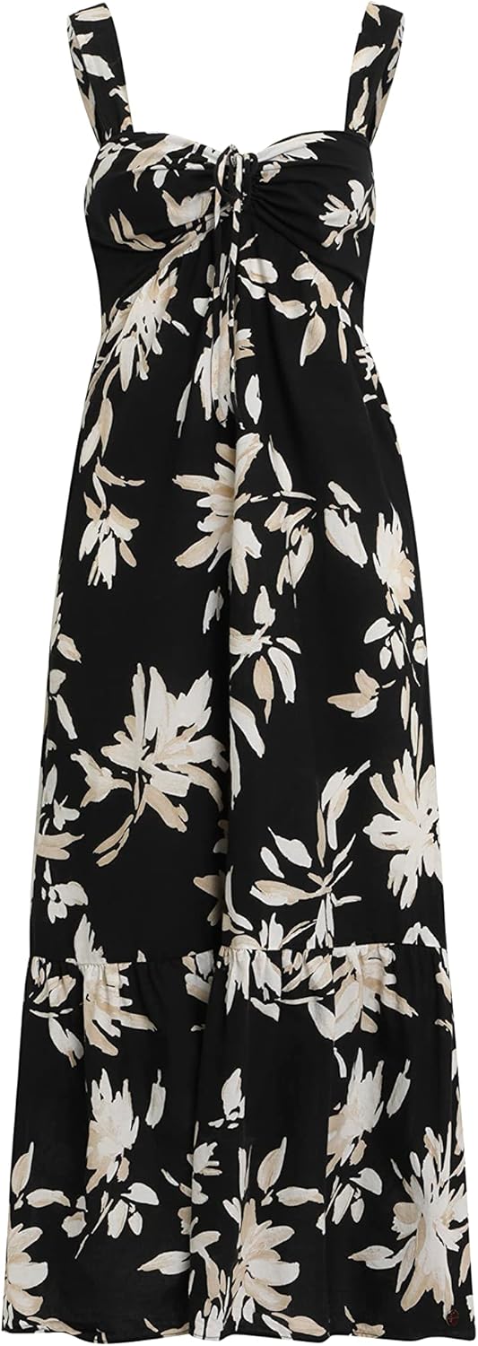 Tamaris Damen ADANA AOP Langes Träger Kleid 40 Black Flower Aop, 40 Black Flower Aop