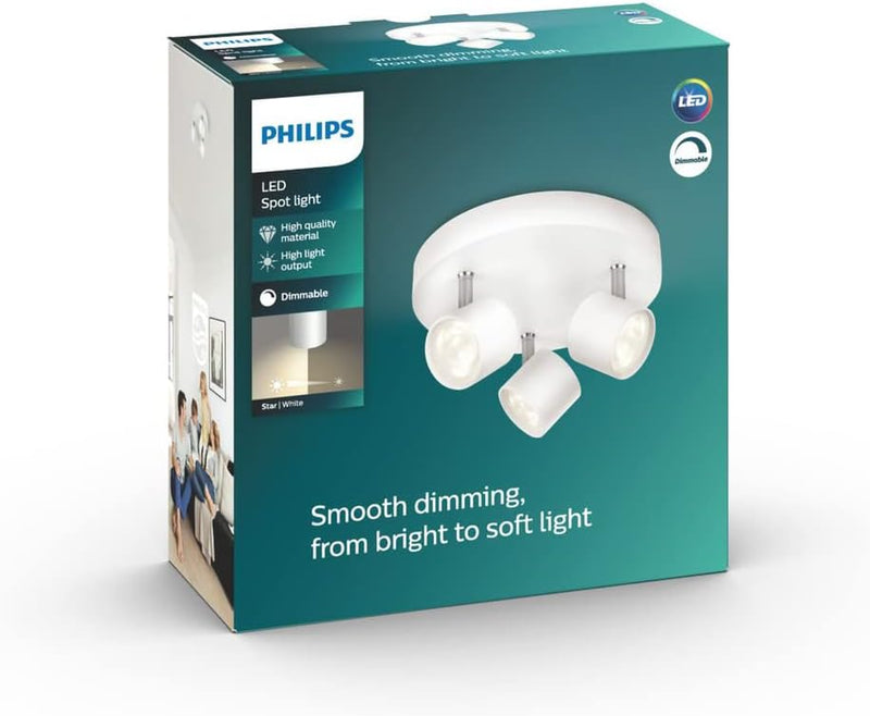 Philips myLiving LED Star Deckenspot, 3-flammig, 3x4,5W, Weiss 3-flammig Weiss, 3-flammig Weiss