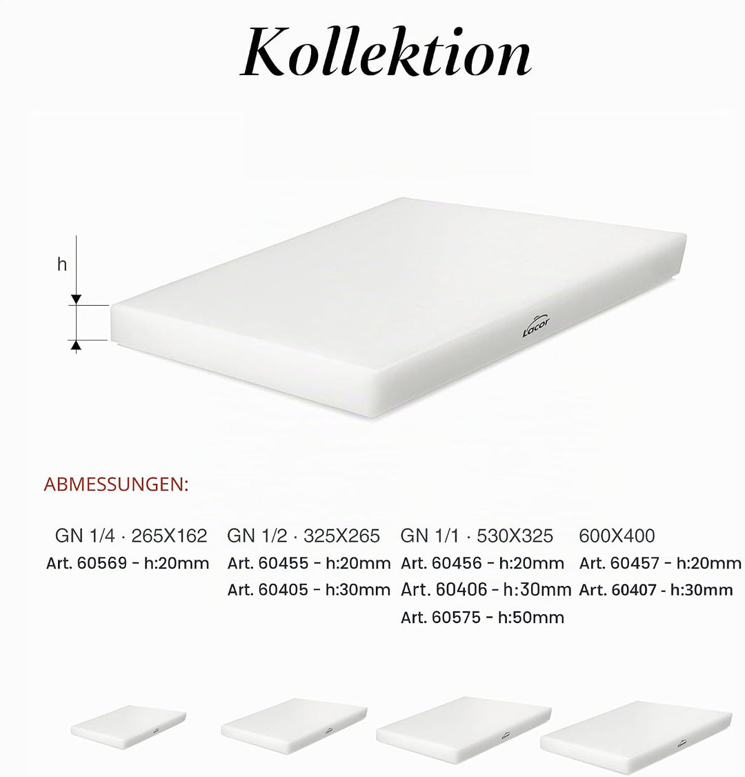 Lacor 60406 Schneidebret Polyäthylen Gn 1/1 x 3 cm