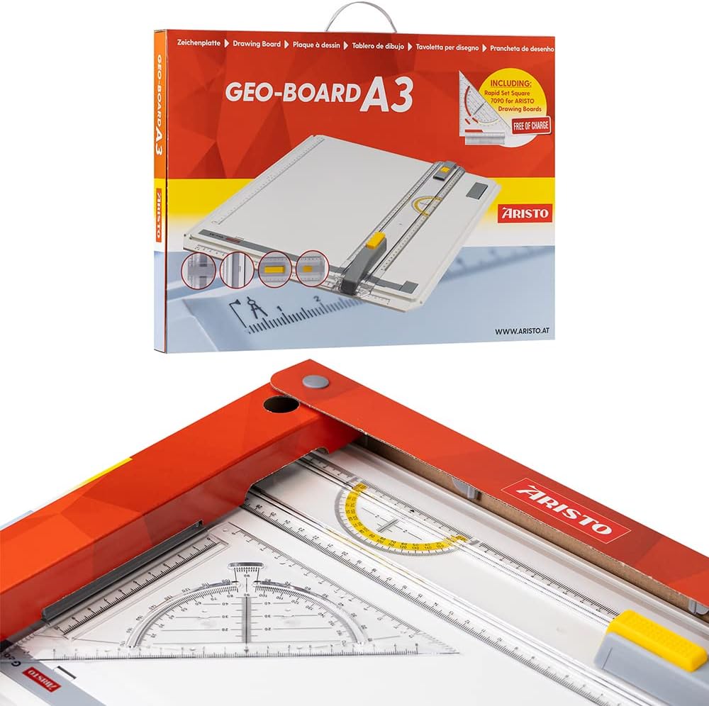 Aristo AR7033 Geo-Board Zeichenplatte (Format: A3, schlagfester Kunststoff, inkl. Schnellzeichendrei