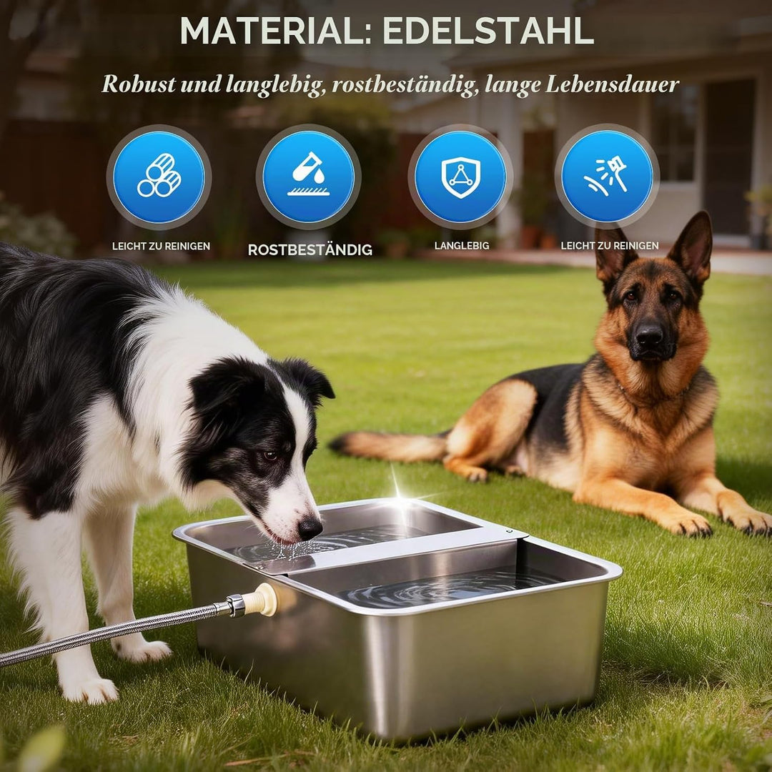 Hundebecken Automatischer Hundewasserspender,25 Liter Hundewasser im Freien Edelstahl-Wassernapf für