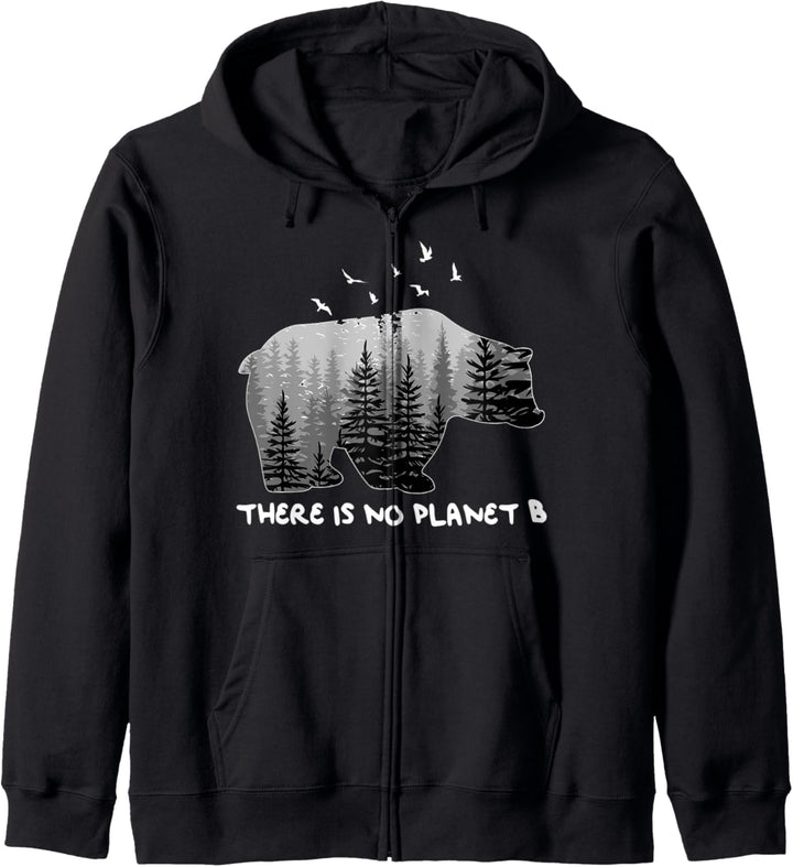 There is No Planet B Shirt Bär Vögel Bäume T-Shirt Kapuzenjacke