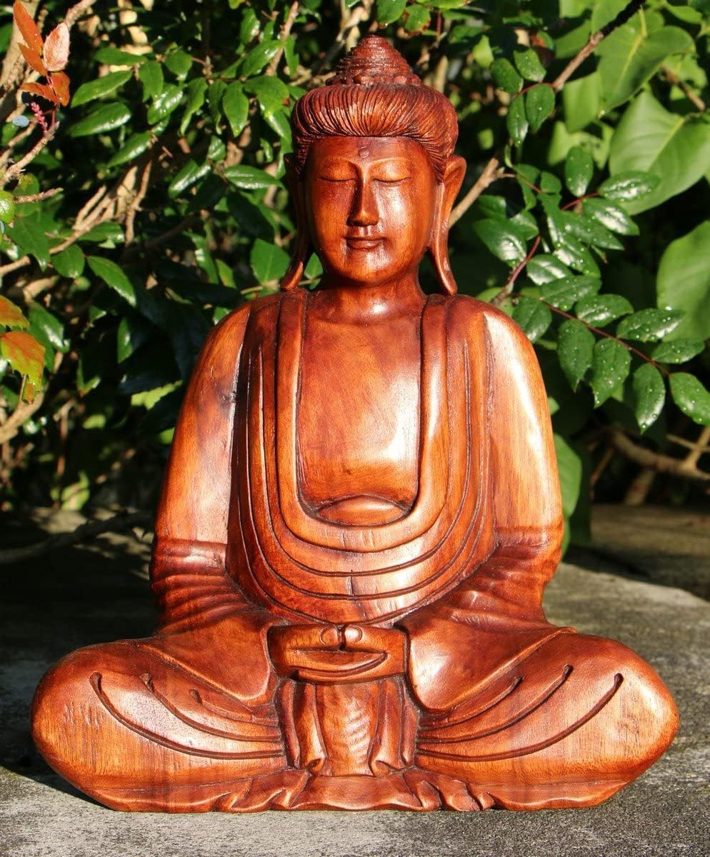 Wogeka - Super schöner 30 cm Thailand Buddha Meditation - Handarbeit aus Holz geschnitzt als besonde