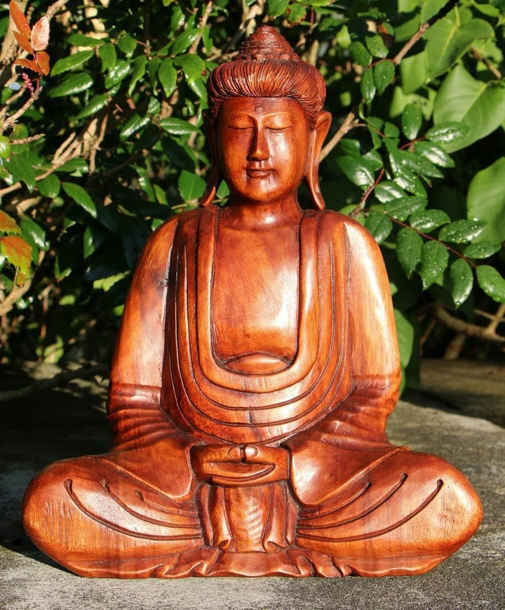 Wogeka - Super schöner 30 cm Thailand Buddha Meditation - Handarbeit aus Holz geschnitzt als besonde