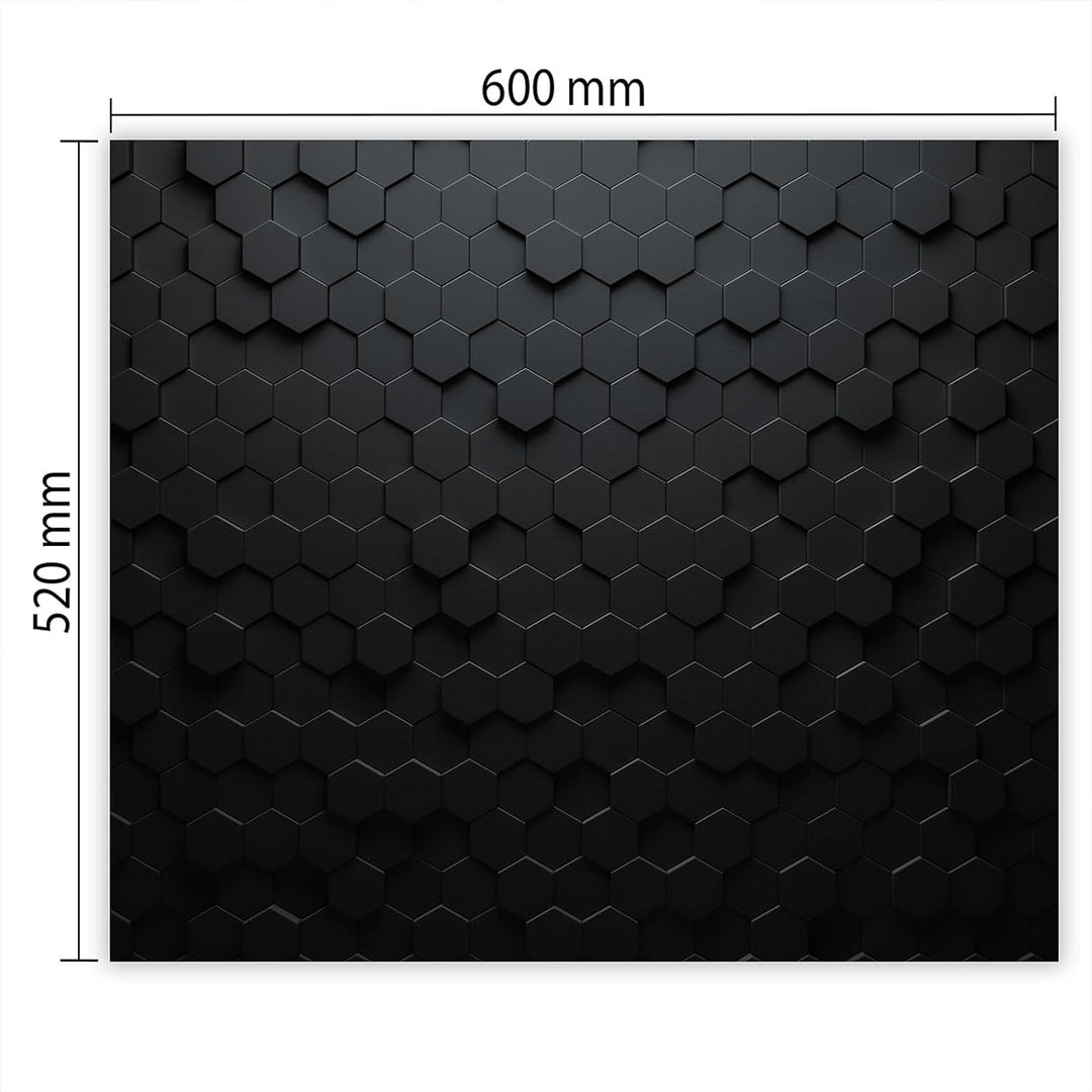 SmartDecoration Herdabdeckplatte Ceranfeldabdeckung aus Glas 60x52 cm Einteilig Motiv "Sechsecke" Sc