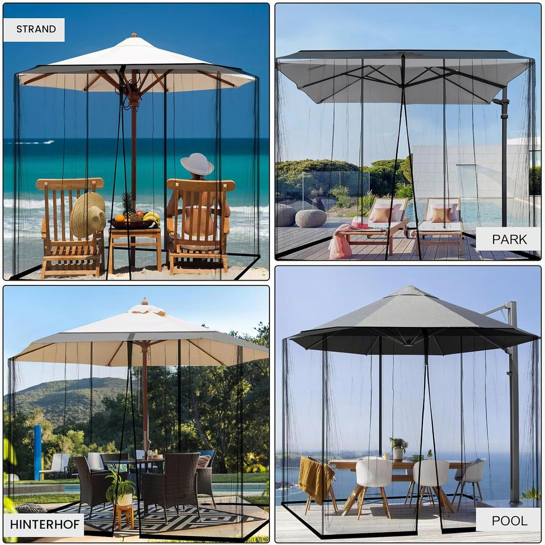 Pavillon Moskitonetz für Sonnenschirm, dellyy 300x300CM Fliegengitter Pavillon Quadrat mit Fliegengi