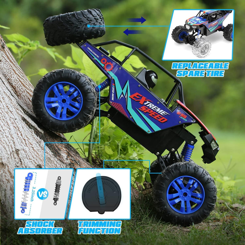 DEERC Grosse ferngesteuerte Autos 1:8 Off-Road-Monstertruck mit Realistischem Klang, 2,4 GHz 4WD Roc