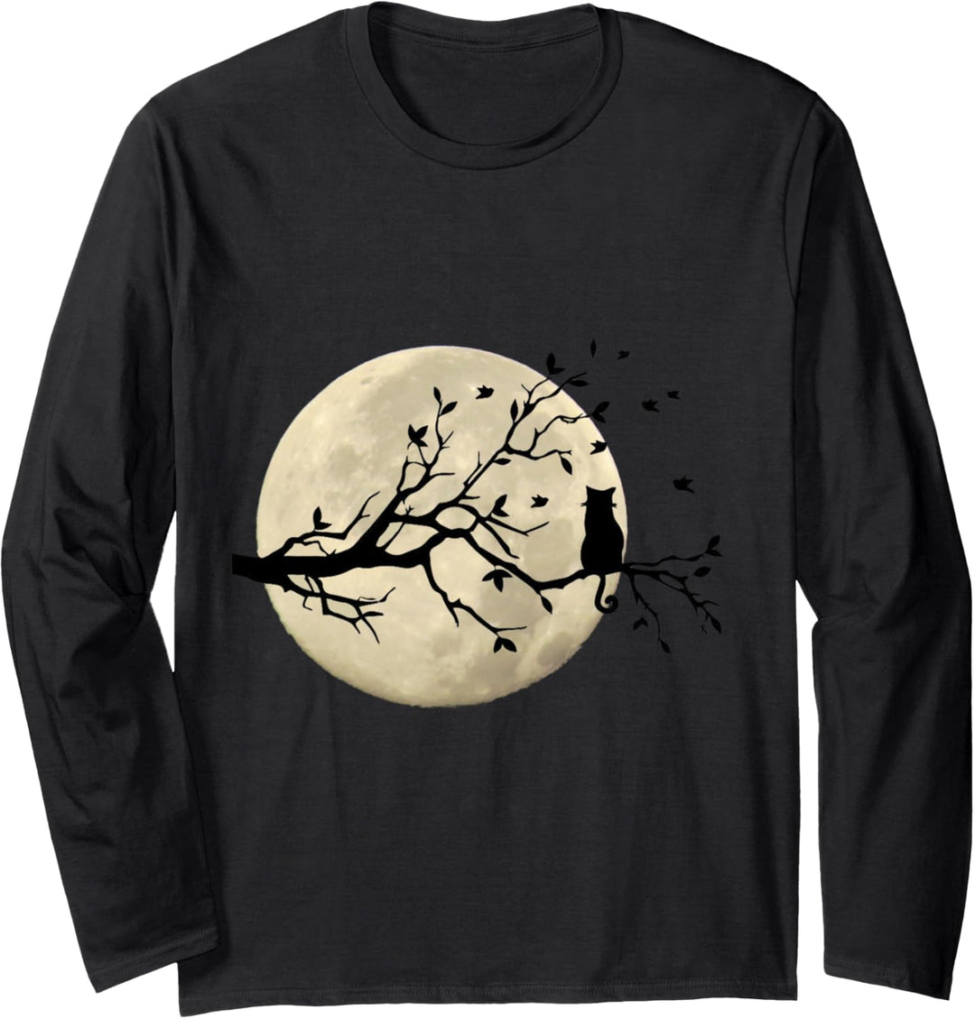 Katze träumt vom Mond Katzenbesitzer Katzenhalter Geschenk Langarmshirt