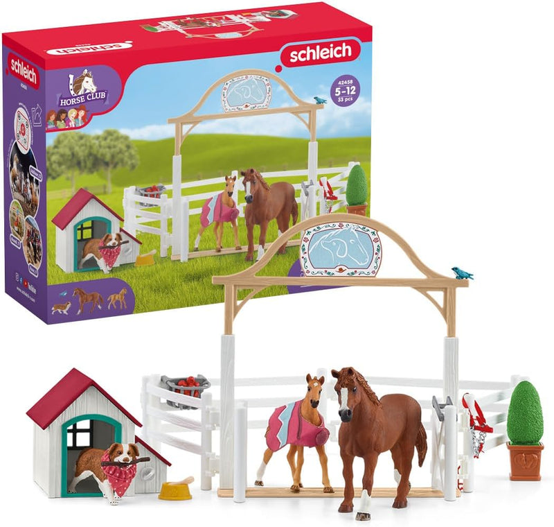 schleich 42458 HORSE CLUB Hannahs Gastpferde mit Hündin Ruby, für Kinder ab 5-12 Jahren, HORSE CLUB