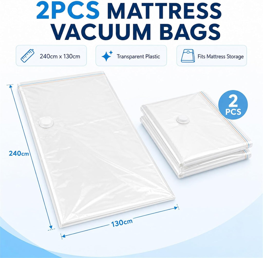 STARVAST 2 Stück Vakuumbeutel für Matratzen, transparente Vakuumbeutel Matratze 240 x 130 cm, grosse