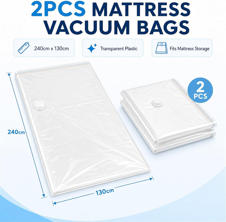 STARVAST 2 Stück Vakuumbeutel für Matratzen, transparente Vakuumbeutel Matratze 240 x 130 cm, grosse