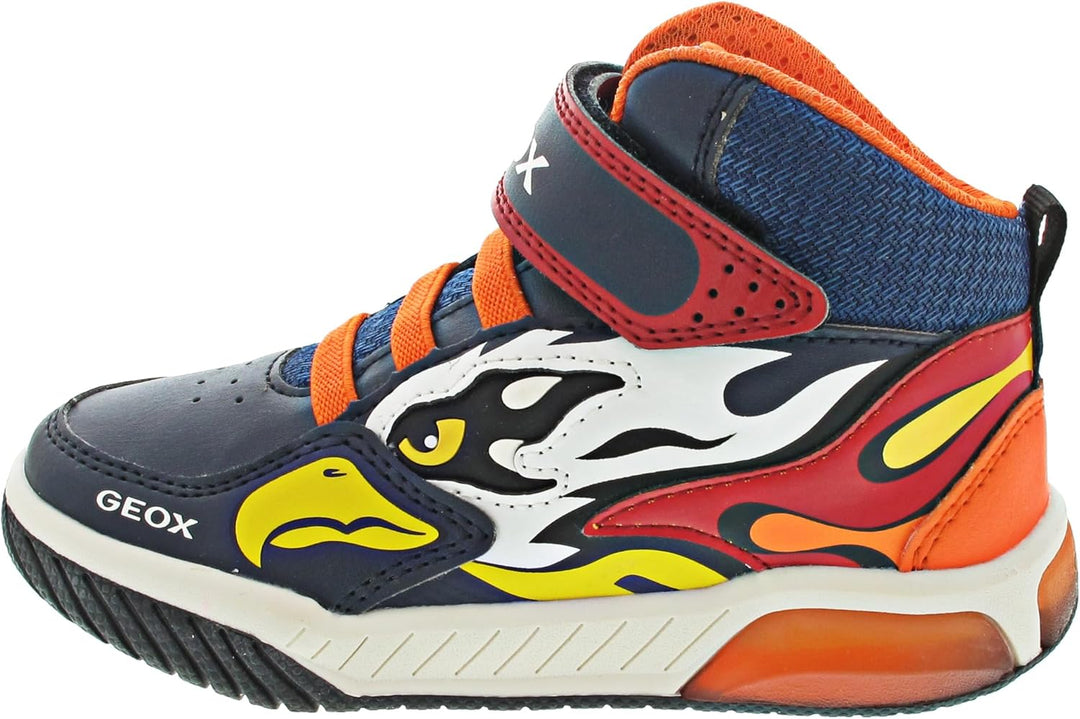 Geox Jungen J Inek Boy Sneaker 24 EU Navy Orange, 24 EU Navy Orange