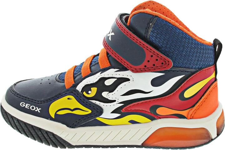 Geox Jungen J Inek Boy Sneaker 24 EU Navy Orange, 24 EU Navy Orange