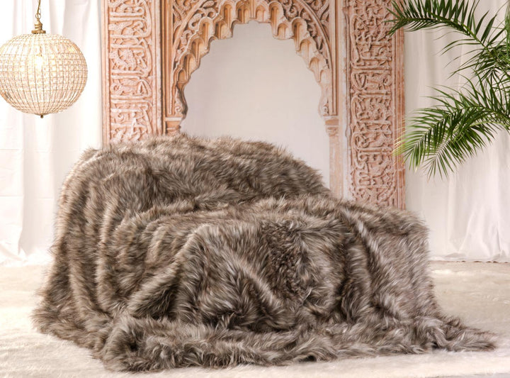 Wohnen & Accessoires Felldecke, Webpelzdecke Grizzly 170x220 Kuscheldecke 170x220cm, Kuscheldecke 17