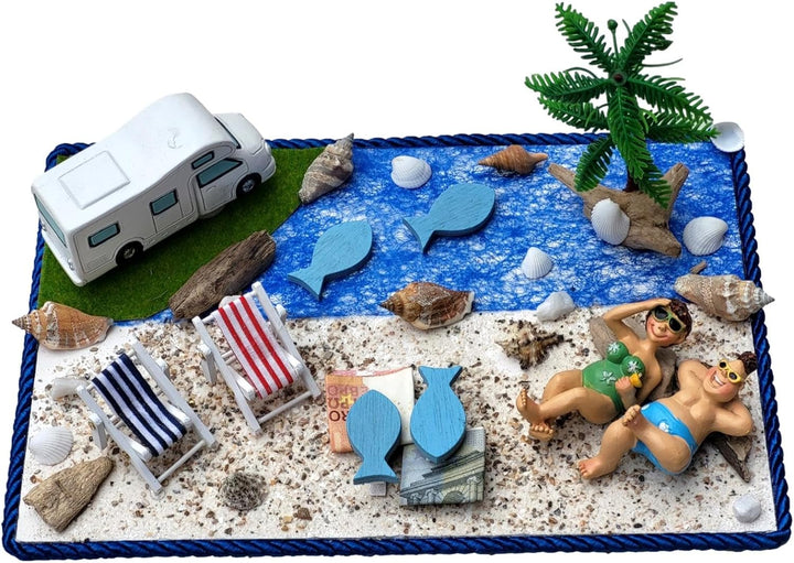 Geldgeschenk Verpackung Camping Urlaub Wohnmobil Liegestuhl Strandurlaub