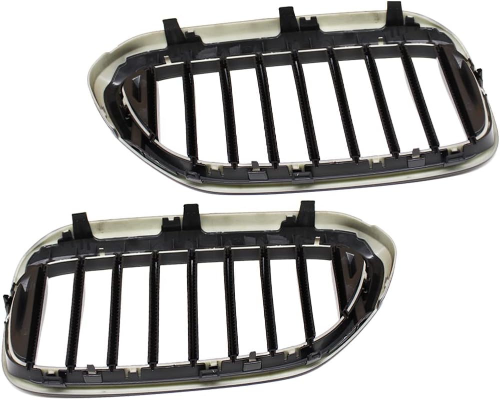 HZTWFC 1 Paar Kühlergrill glänzend schwarz einzelne Lamelle Frontstossstangengrill vorderer Nierengr