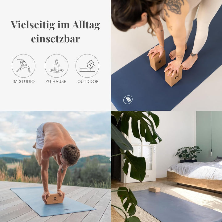 Lotuscrafts Yogablock 100% Kork | Supra Grip beim Yoga &amp; Dehnen | Yoga Block für Anfänger und Fortge