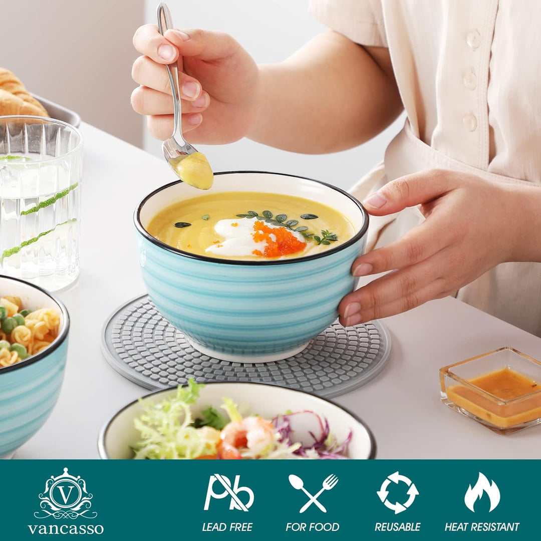 vancasso Suppenschalen, bonbon grosse Schalen Set aus Steinzeug, 6er Salatschalen, Füllmenge 720 ml,