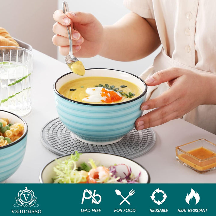 vancasso Suppenschalen, bonbon grosse Schalen Set aus Steinzeug, 6er Salatschalen, Füllmenge 720 ml,