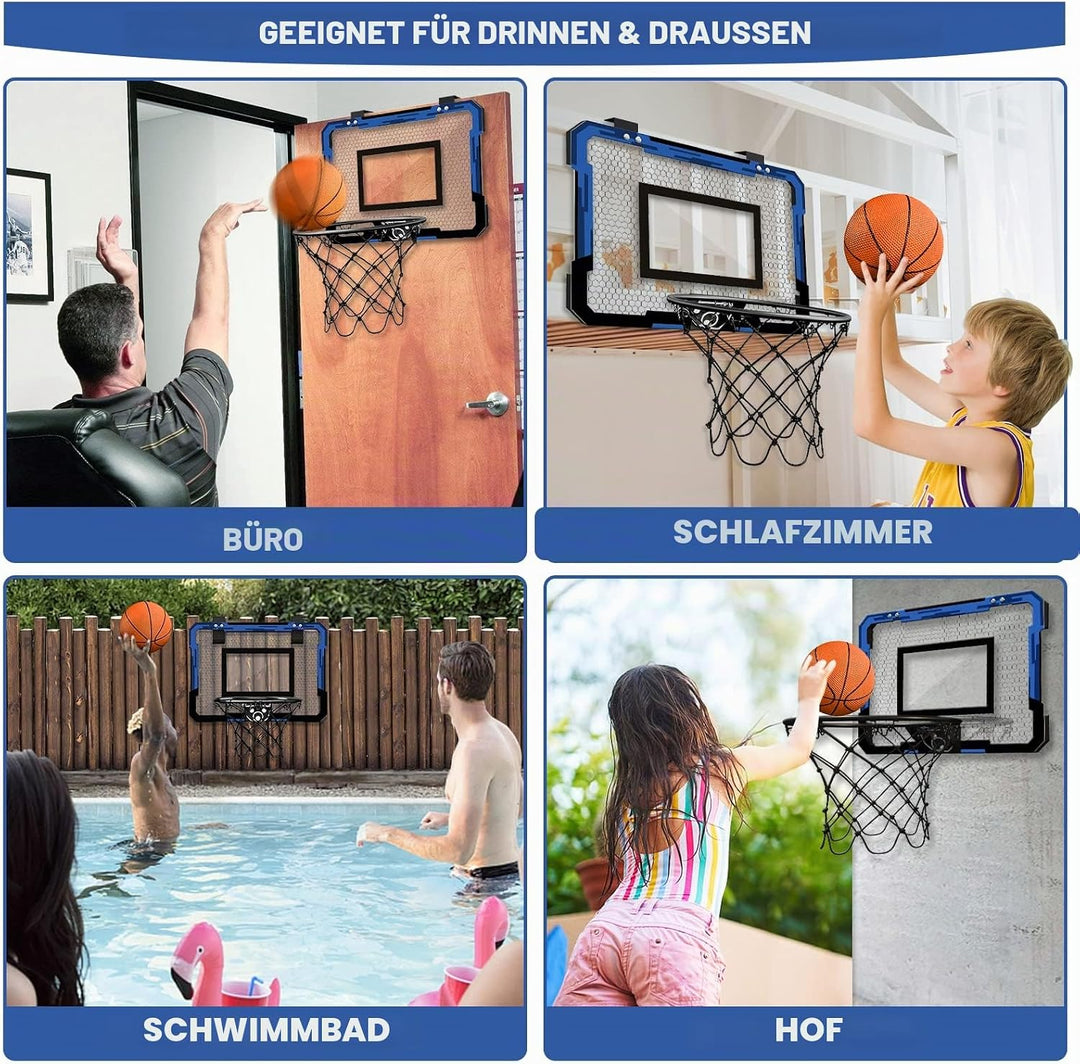 QDRAGON Mini Basketballkorb Kinder, Basketballkorb fürs Zimmer, mit 3 Bällen/Inflator, für Schlafzim