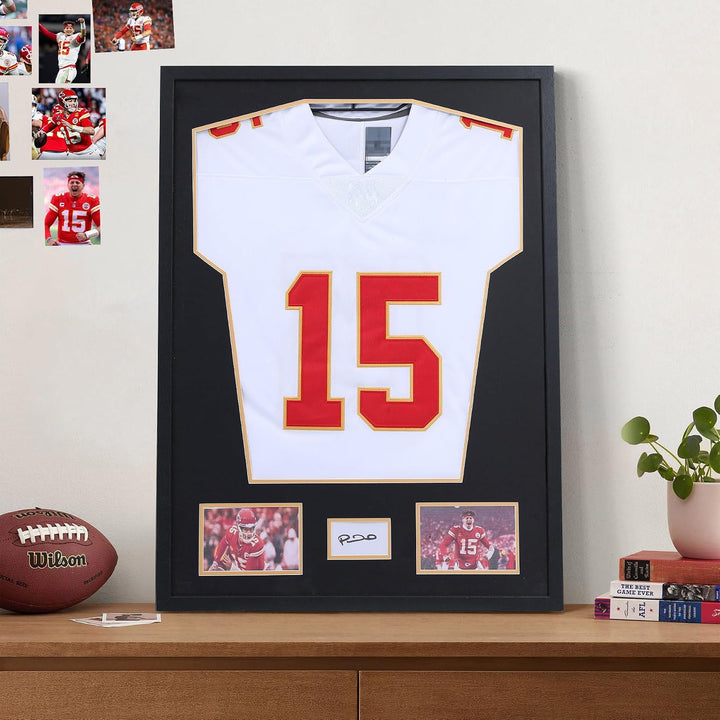 Trikotrahmen hölzern- Objektrahmen für Fussballtrikot - 3D Box Frame - 60x80 CM - Schwarz - Deep Fra
