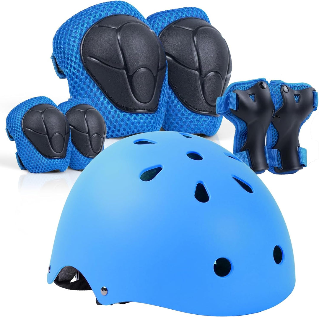 LANOVAGEAR Kinderhelm mit Knieschützern Ellbogenschützern Handgelenkschützern Schonerset Kinder Helm